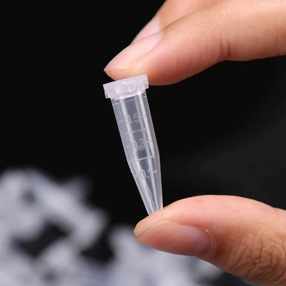 0.5ml Microcentrifuge Tubes 1000pcs, EO Sterilized Plastic Small Vials with Caps for Sample Storage Without Leakage(1000)
