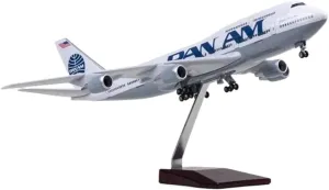 1 150 Scale for B747 Airline Model Airplane Resin Diecast Miniature Plane with Wheel Landing Gear for Collection Display(with lamp)
