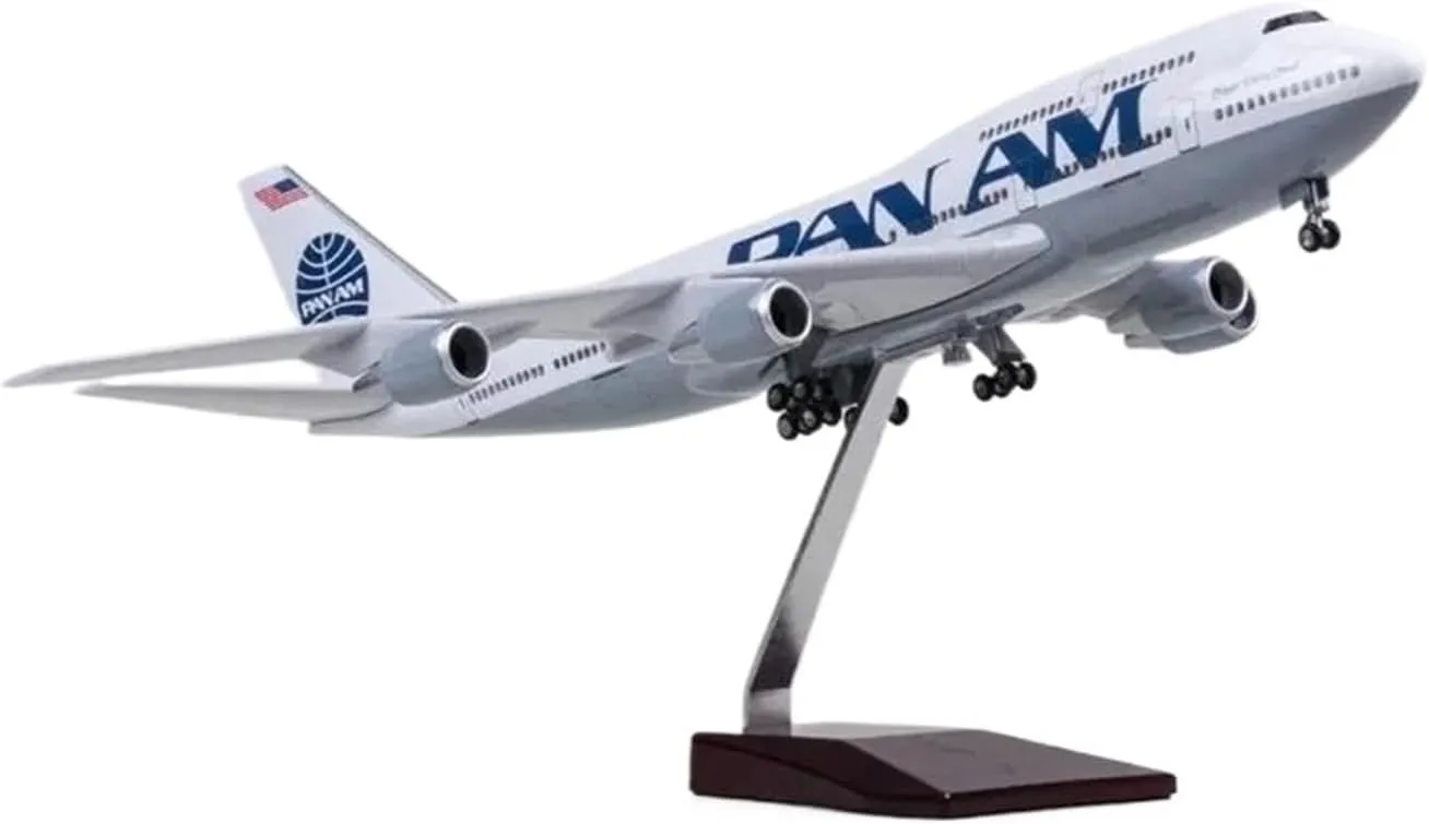 1 150 Scale for B747 Airline Model Airplane Resin Diecast Miniature Plane with Wheel Landing Gear for Collection Display(with lamp)