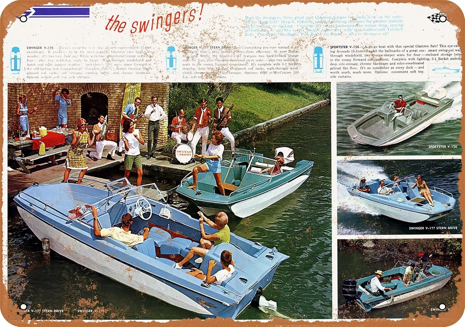 10 x 14 METAL SIGN - 1967 Glastron Power Boats - Vintage Rusty Look
