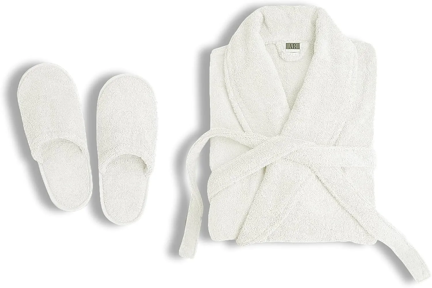100% Cotton Terry Bathrobe and Slipper Set |Spa Robe,Pool,Soft,Lightweight,Absorbent,Unisex Bathrobes for Men and Women (Small-Medium, White)