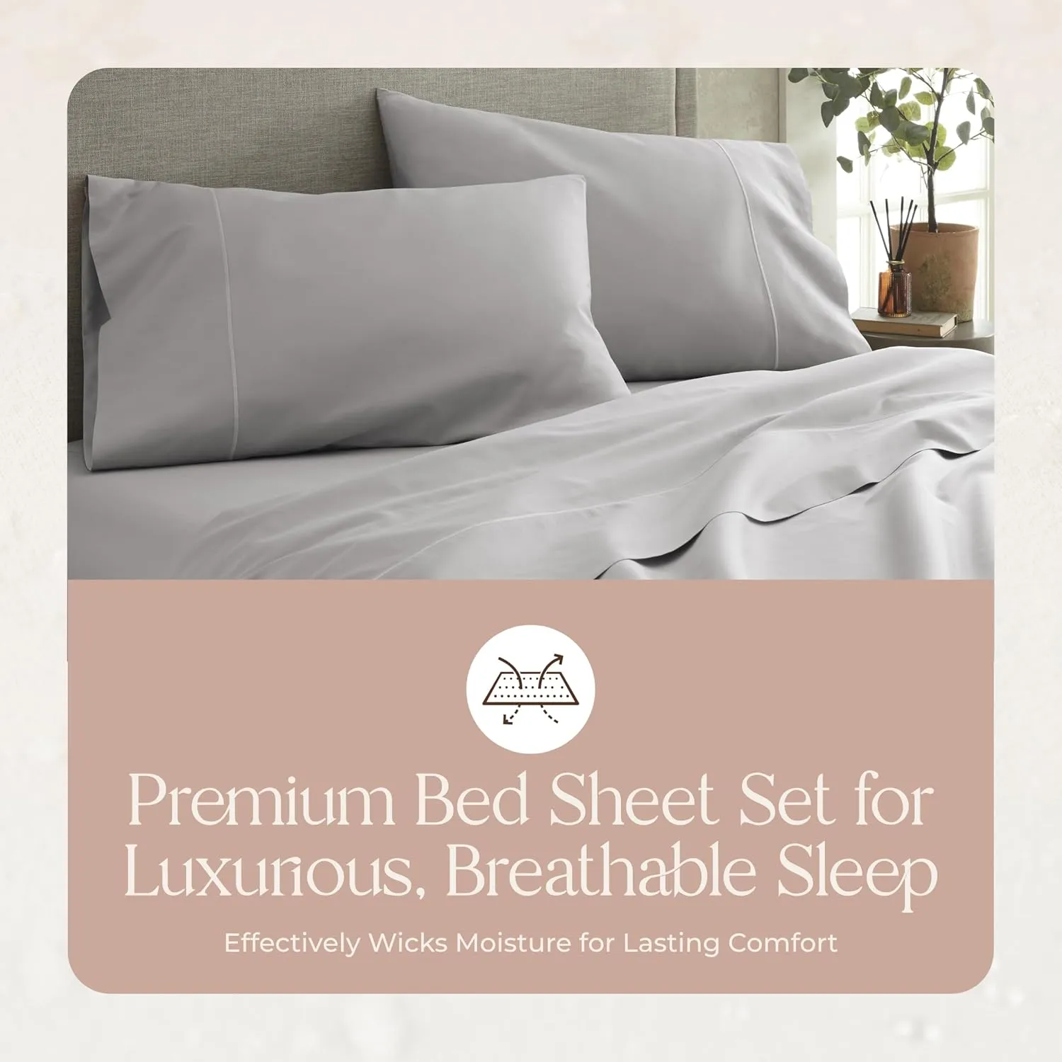 100% Organic Cotton Sheets Queen Size - GOTS Certified Organic Bed Sheets with Deep Pocket 500 Thread Count and Cozy Sateen Weave Gets Softer with Each Wash - Luxury 4 Piece Set (Gray, Queen)