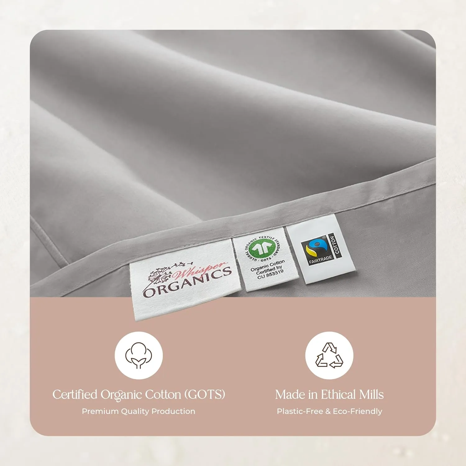 100% Organic Cotton Sheets Queen Size - GOTS Certified Organic Bed Sheets with Deep Pocket 500 Thread Count and Cozy Sateen Weave Gets Softer with Each Wash - Luxury 4 Piece Set (Gray, Queen)