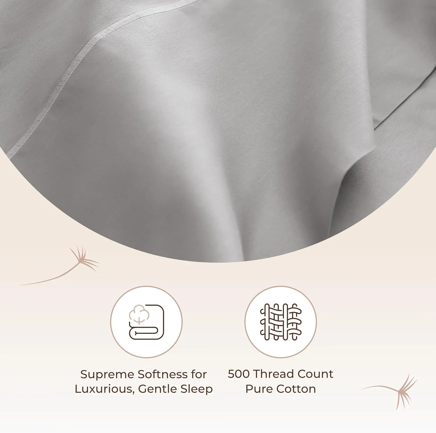 100% Organic Cotton Sheets Queen Size - GOTS Certified Organic Bed Sheets with Deep Pocket 500 Thread Count and Cozy Sateen Weave Gets Softer with Each Wash - Luxury 4 Piece Set (Gray, Queen)