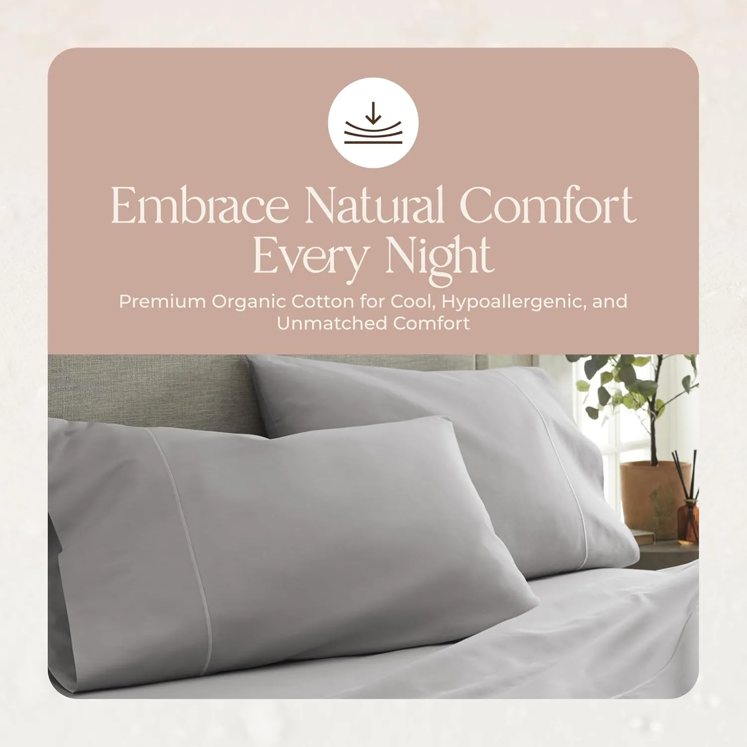 100% Organic Cotton Sheets Queen Size - GOTS Certified Organic Bed Sheets with Deep Pocket 500 Thread Count and Cozy Sateen Weave Gets Softer with Each Wash - Luxury 4 Piece Set (Gray, Queen)