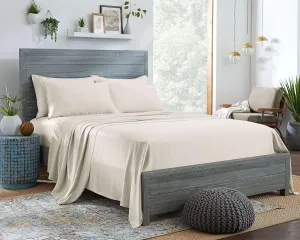 100% Organic Eucalyptus Bed Sheets Full Size 4 Piece Set, Tencel Lyocell, Silky Soft & Smooth, Breathable, 16 Inch Deep Pockets, 1 Fitted, 1 Flat, 2 Pillowcases (Full, Ivory)
