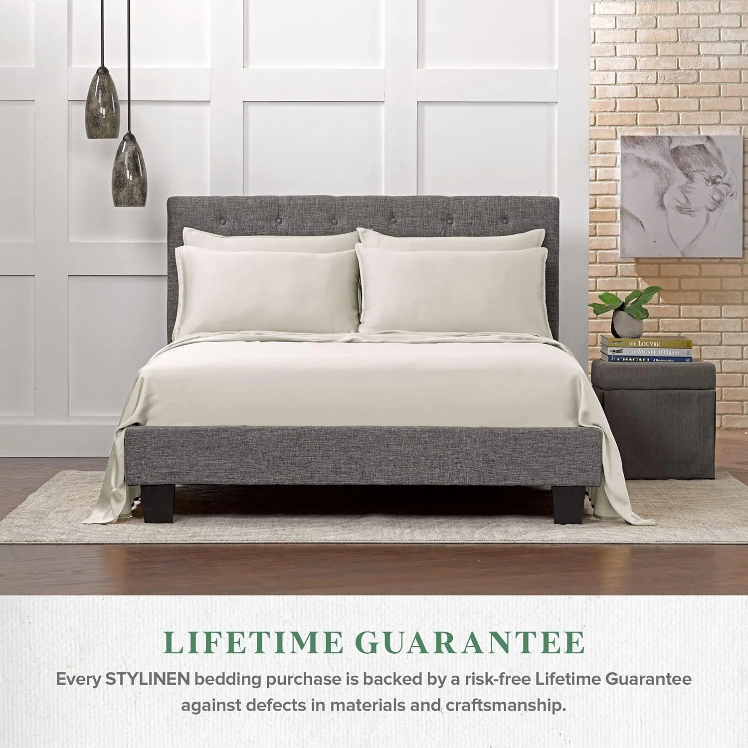 100% Organic Eucalyptus Bed Sheets Full Size 4 Piece Set, Tencel Lyocell, Silky Soft & Smooth, Breathable, 16 Inch Deep Pockets, 1 Fitted, 1 Flat, 2 Pillowcases (Full, Ivory)