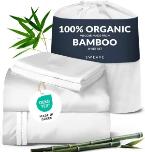 100% Organic Viscose Derived from Bamboo Cal King Sheet Set - The Only Sheets with 100% Pure Viscose & No Blend - Luxuriously Soft, Breathable & Naturally Cooling - Ideal for Sensitive Skin - White