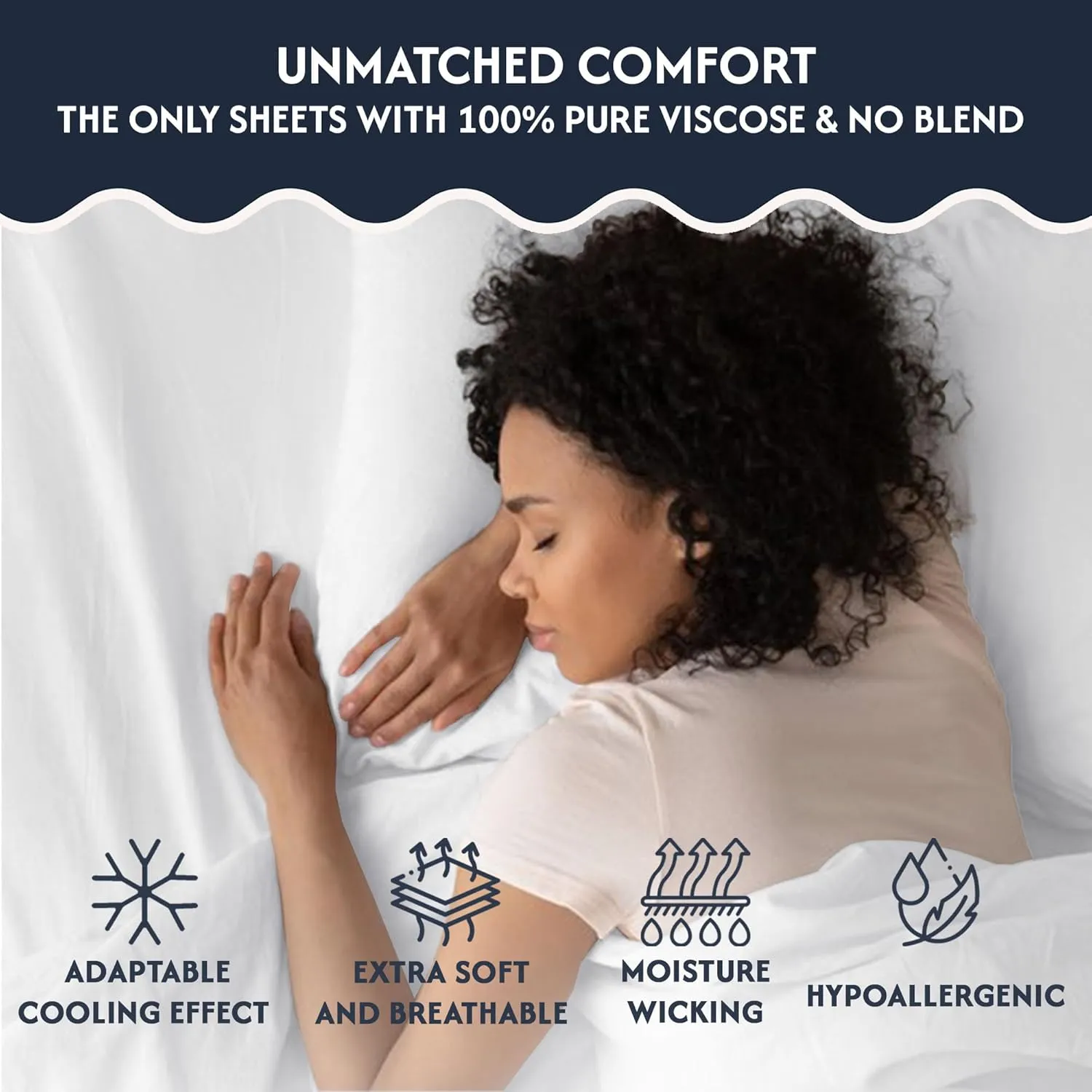 100% Organic Viscose Derived from Bamboo Cal King Sheet Set - The Only Sheets with 100% Pure Viscose & No Blend - Luxuriously Soft, Breathable & Naturally Cooling - Ideal for Sensitive Skin - White