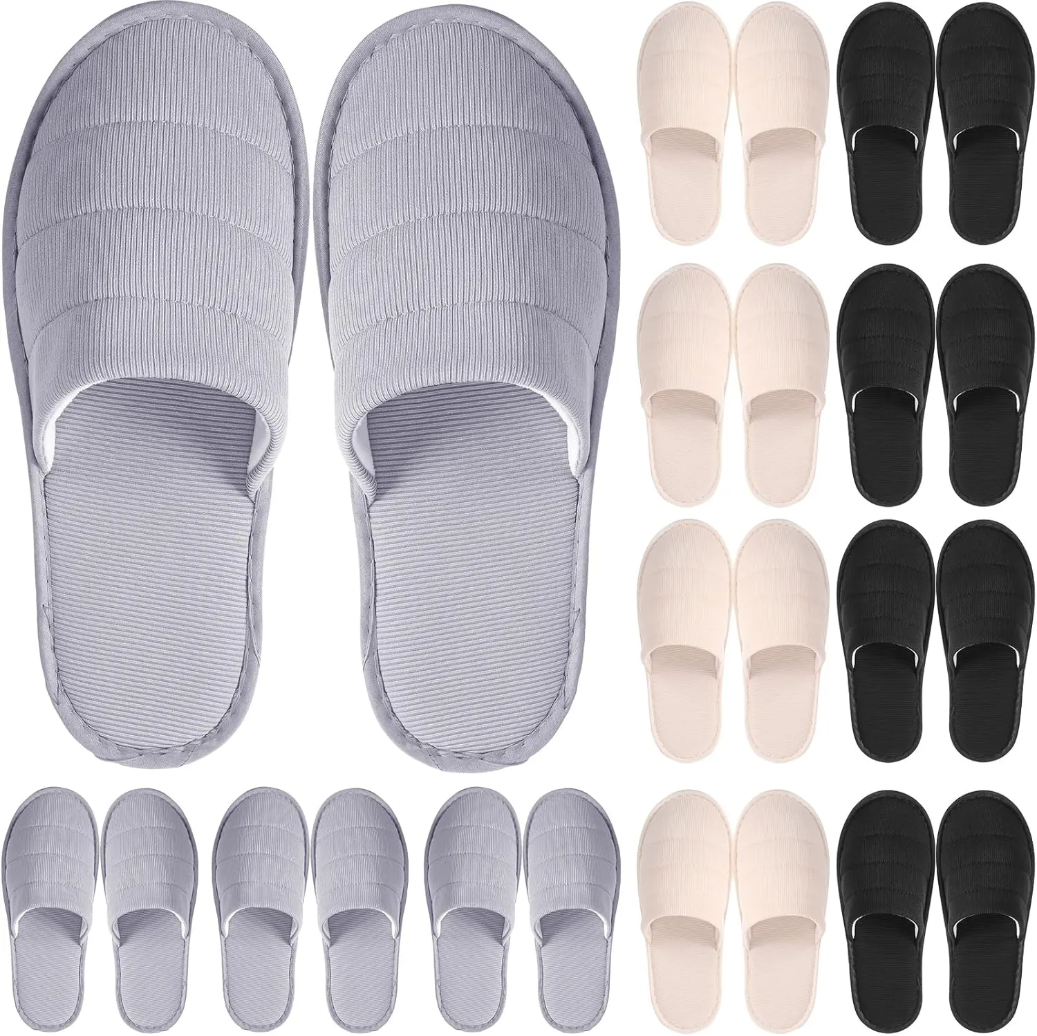 12 Pairs Disposable Slippers Hotel Guests Bulk Slipper Pack Non Slip Spa Women Men Wedding Comfort