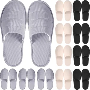 12 Pairs Disposable Slippers Hotel Guests Bulk Slipper Pack Non Slip Spa Women Men Wedding Comfort