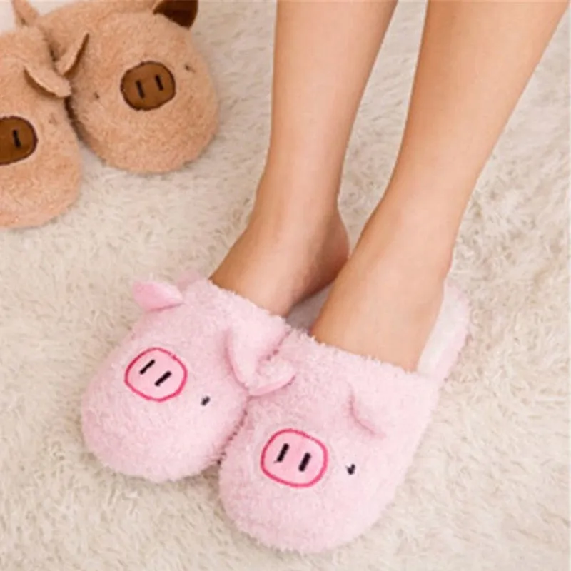 2020 New Winter Women's Slipper Home Shoes For Women Fashion Lovely Bear Pig Indoor House Slippers With Fur Zapatos De Mujer