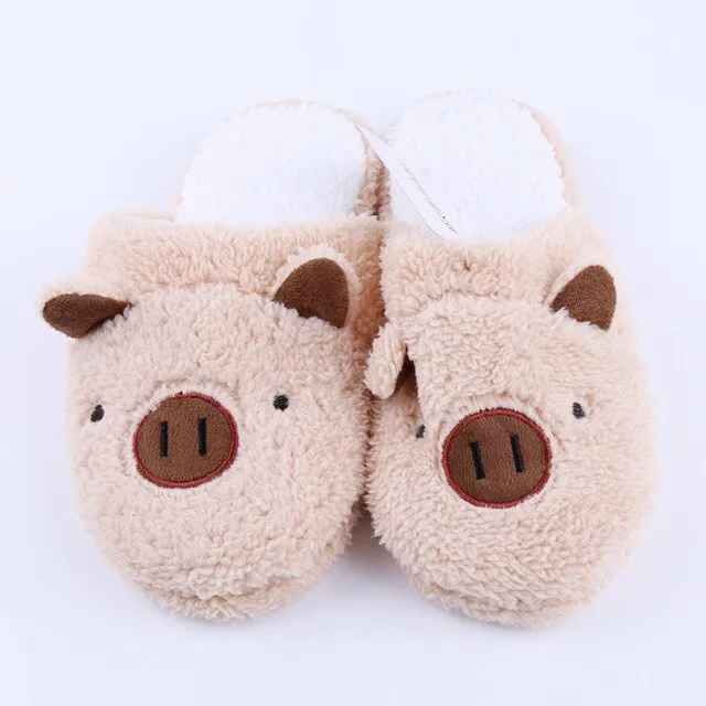 2020 New Winter Women's Slipper Home Shoes For Women Fashion Lovely Bear Pig Indoor House Slippers With Fur Zapatos De Mujer