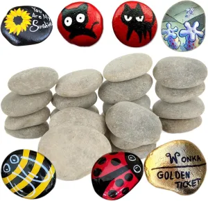 50 Pcs River Rocks for Painting, 2-3 Inch River Rocks Caft Rocks for Arts Multi-Color Painting Rocks for Kids Project, Crafts and Family DIY Project