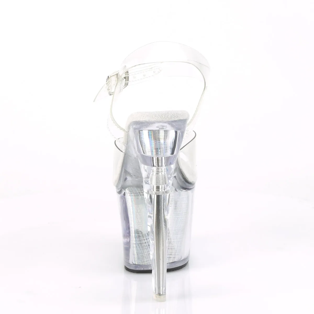7 Inch Heel FLASHDANCE-708SCH Clear Silver Hologram