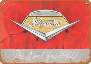 7 x 10 METAL SIGN - 1960 Glastron Boats - Vintage Rusty Look