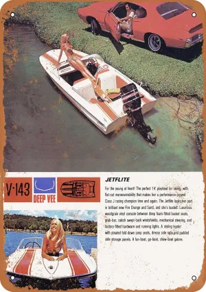 7 x 10 METAL SIGN - 1970 Glastron Deep Vee Boats - Vintage Rusty Look