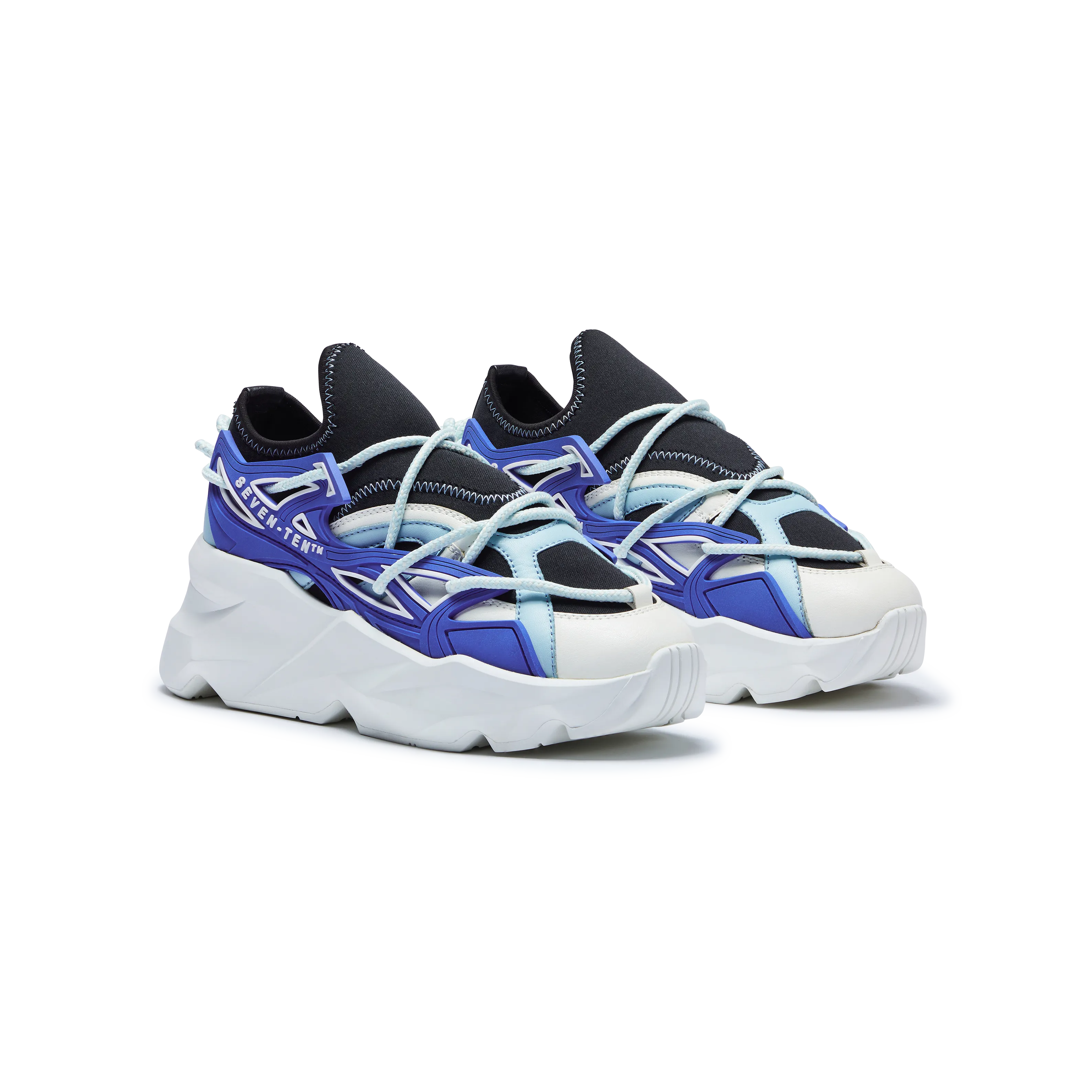 743 Hydra Blue & White Chunky Sneakers