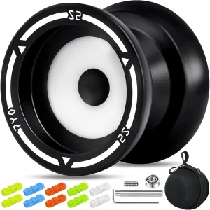 7YO S2 Responsive Yoyo for Kids, Dual Purpose Yoyo Professional Finger Spin Trick Yo-Yo for Adults with 10 Strings, Case, Unresponsive Bearing, Axle, Bearing Removal Tools