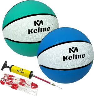 9 Inch Water Basketball 2PCS, Size 6 - Rubber Pool Basketballs with Air Pump & Net for Swimming Pools Basketball Hoops