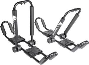 AA-Racks J-Style Bilateral Folding Kayak Carrier for Canoe, 180° Folding Motion Kayak Roof Rack for SUP,Surfboard and Ski Board on SUV, Car and Truck