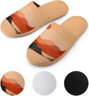Abstract Painting Mountains Sunshine Women's Slipper Non Slip Comfortable Winter Warm Home House Shoes