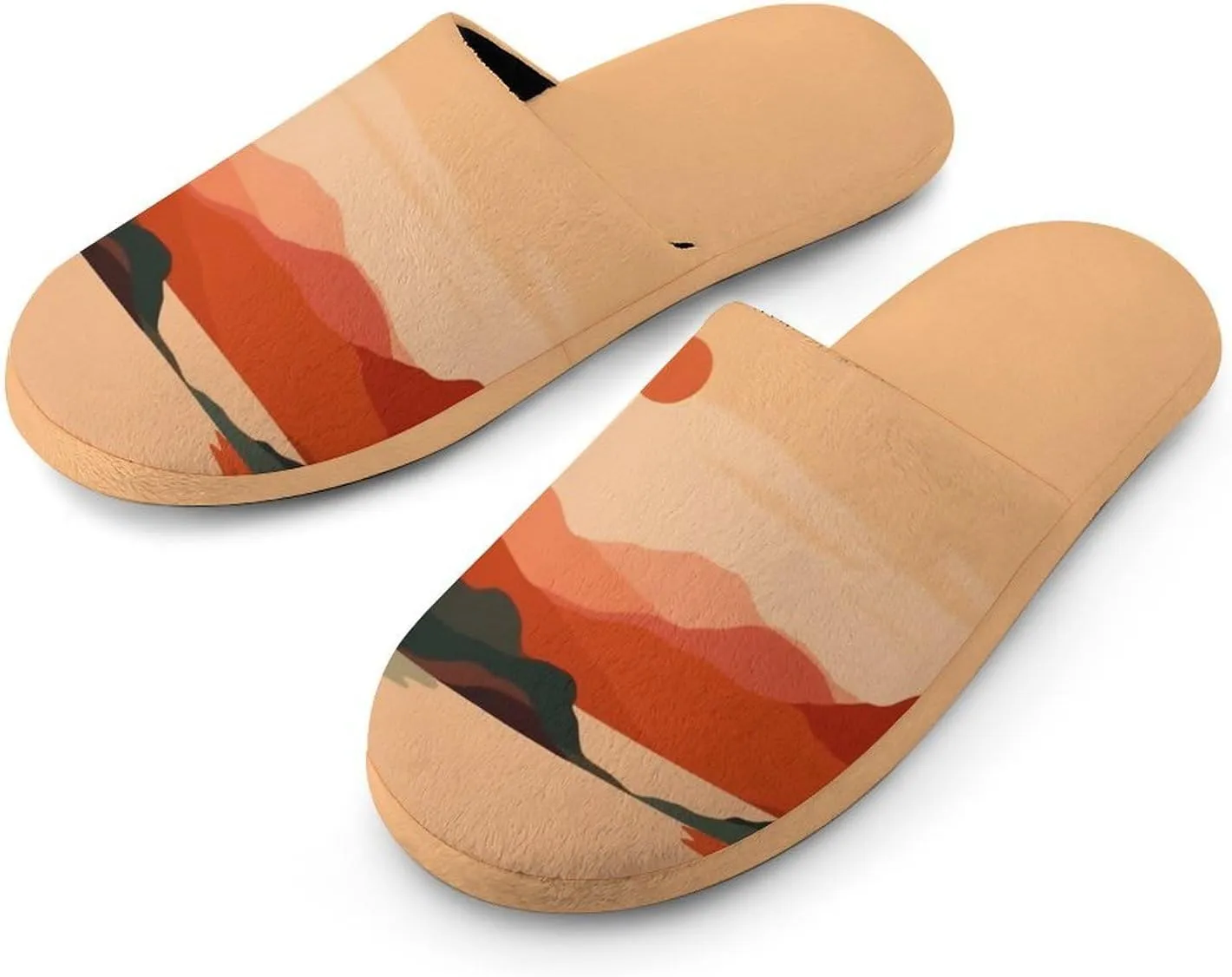 Abstract Painting Mountains Sunshine Women's Slipper Non Slip Comfortable Winter Warm Home House Shoes