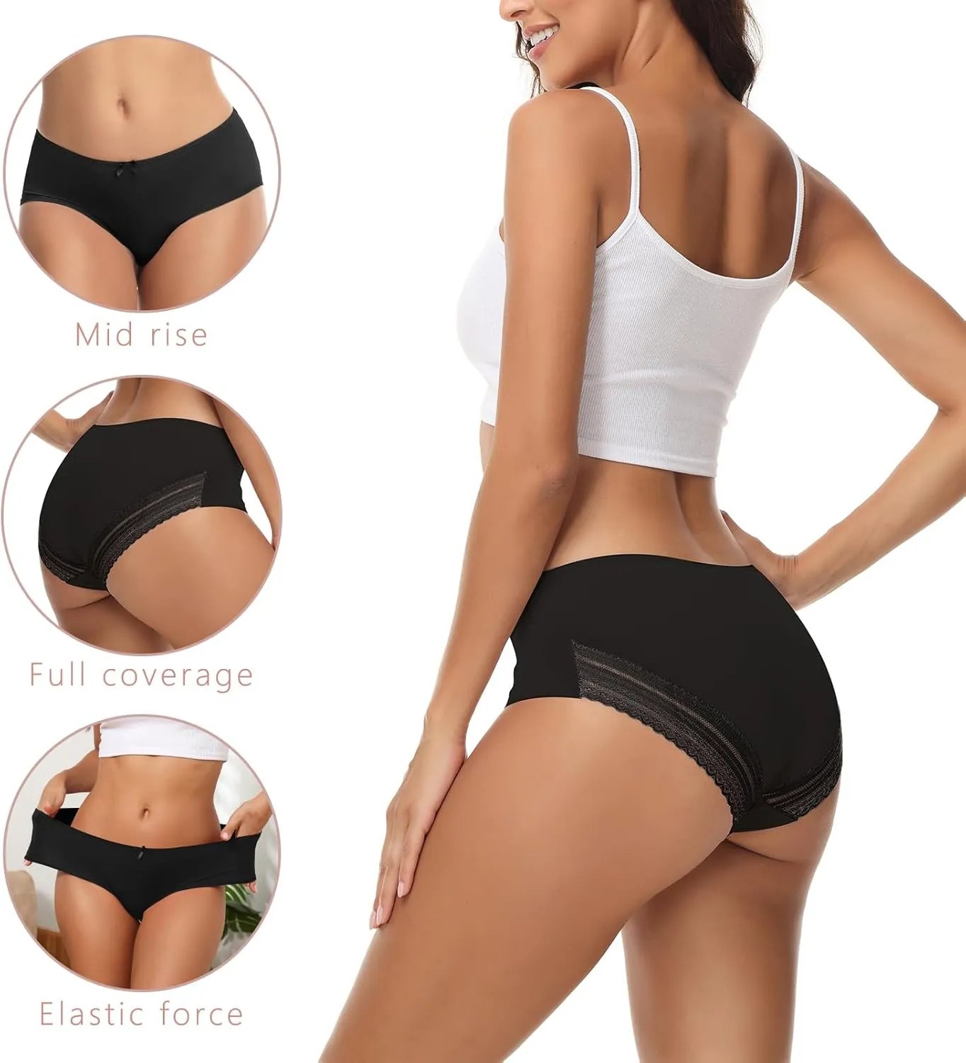 ADOVAKKER Women's Underwear Low Rise Lady Micro Smooth Breathable Briefs Hipster Panties Multipack Printing J-S1