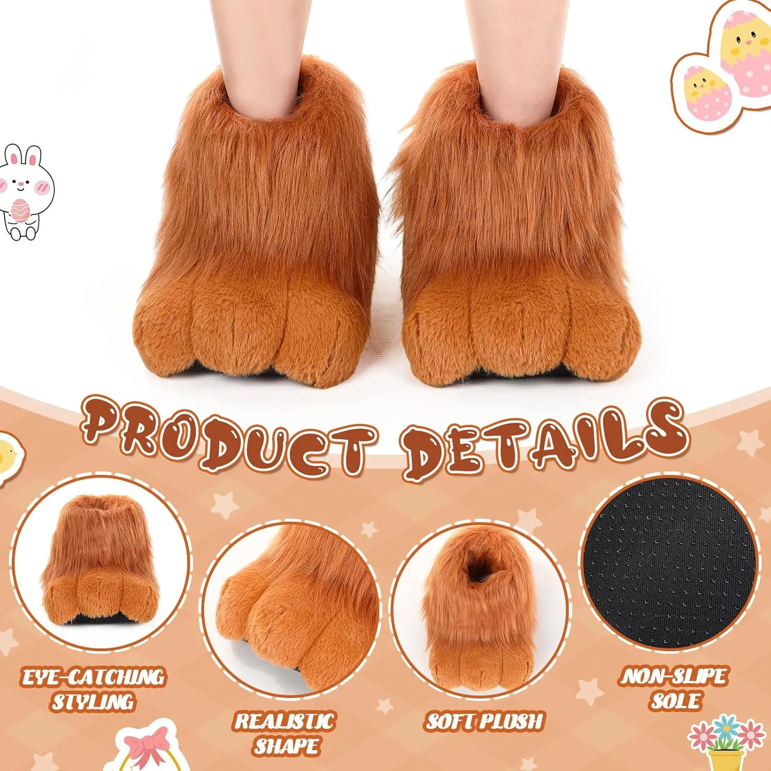 Adult Easter Bunny Boot Rabbit Foot Shoes Easter Bunny Costume Accessories Plush Rabbit Slippers for Easter