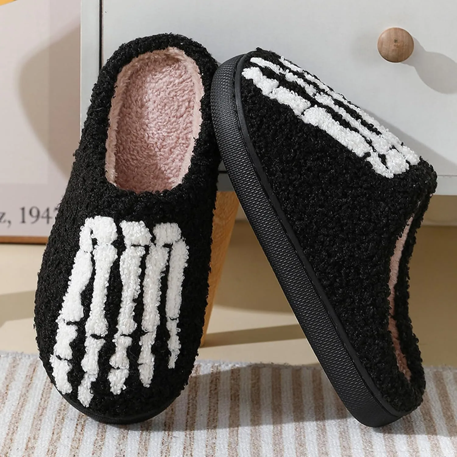 Afellicy Halloween Slippers for Women Holiday Gifts House Home Bedroom Slipper Memory Foam Retro Indoor Outdoor Shoes