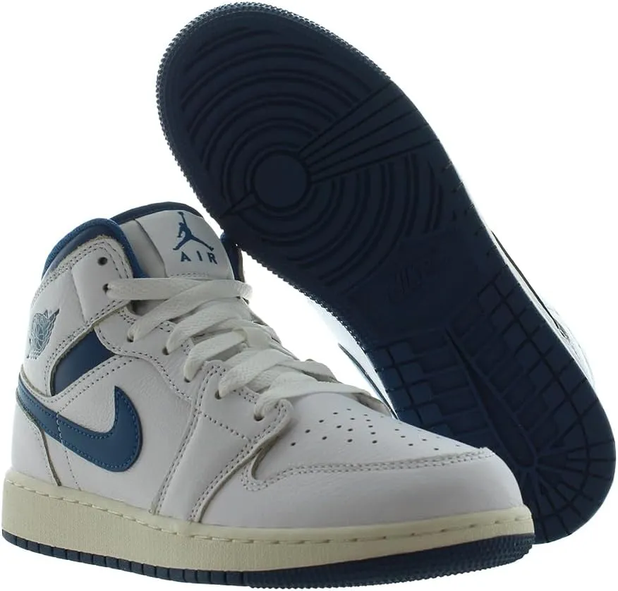 Air Jordan 1 Mid SE Big Kids' Shoes (White/Industrial Blue-SAIL)