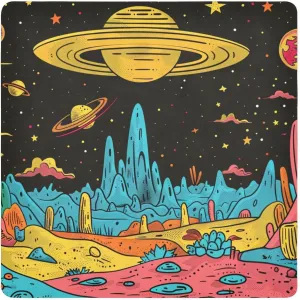 AIXIWAWA Self Adhesive Warp Cloth Distant Planet Print for Organizing, Open Lay Flat Cosmetic Bag Cloth Makeup Bag Cloth 21.7x21.7 in