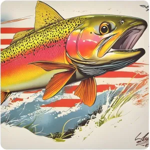 AIXIWAWA Self Adhesive Warp Cloth Trout Usa Print for Organizing, Open Lay Flat Cosmetic Bag Makeup Bag Cloth 21.7x21.7 in