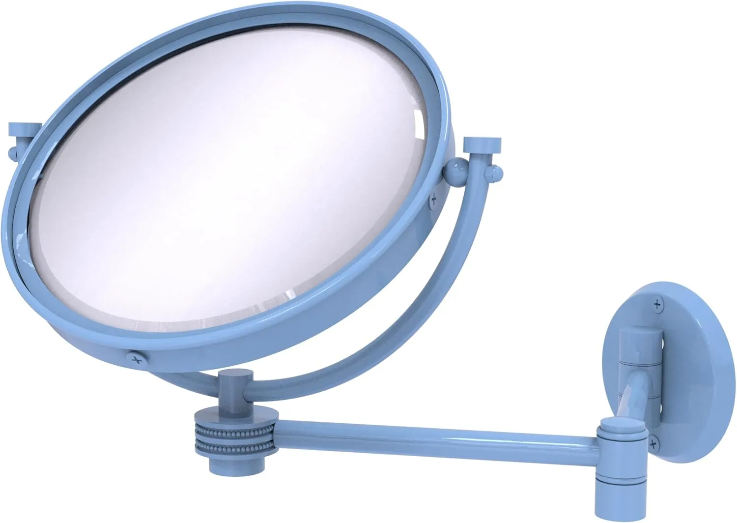 Allied Brass WM-6D/5X-FTB 8 Inch Wall Mounted Extending Make-Up Mirror 5X Magnification with Dotted Accent, Flat Troll Blue