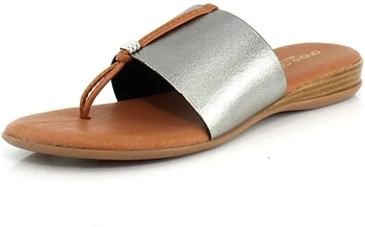 Andre Assous Womens Nice Elastic Pewter Slide - 6
