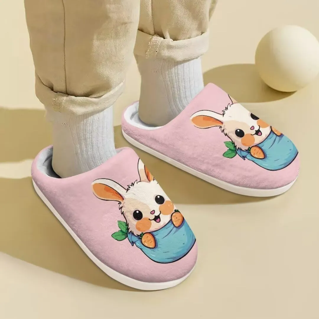 Animal Cotton Slippers for Kid Slip-On Slippers Fluffy Cozy Anti-Skid Outdoor Soft Plush Home Slipper for Kids