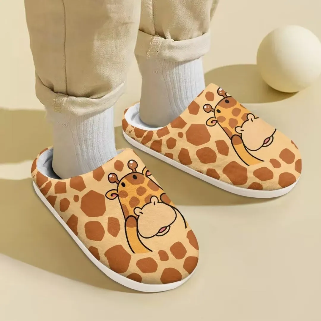 Animal Cotton Slippers for Kid Slip-On Slippers Fluffy Cozy Anti-Skid Outdoor Soft Plush Home Slipper for Kids