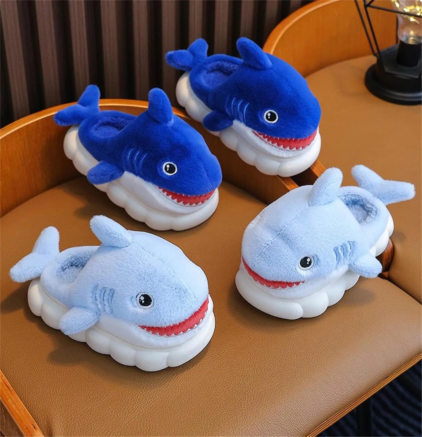 Animal slippers for Women Men Cute Shark Slippers Cozy adult home fuzzy cotton slippers