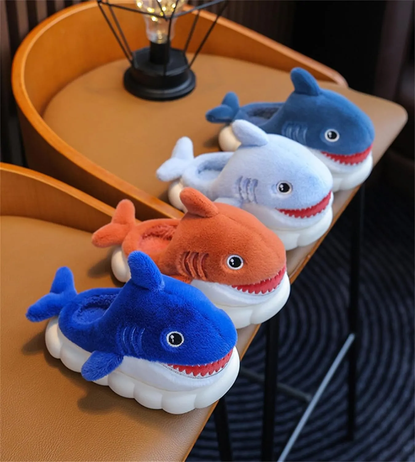 Animal slippers for Women Men Cute Shark Slippers Cozy adult home fuzzy cotton slippers