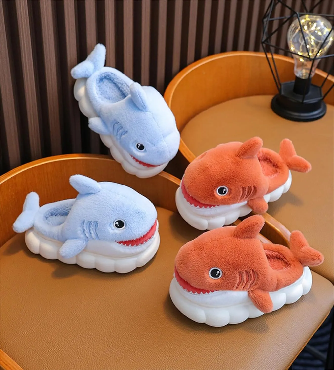 Animal slippers for Women Men Cute Shark Slippers Cozy adult home fuzzy cotton slippers
