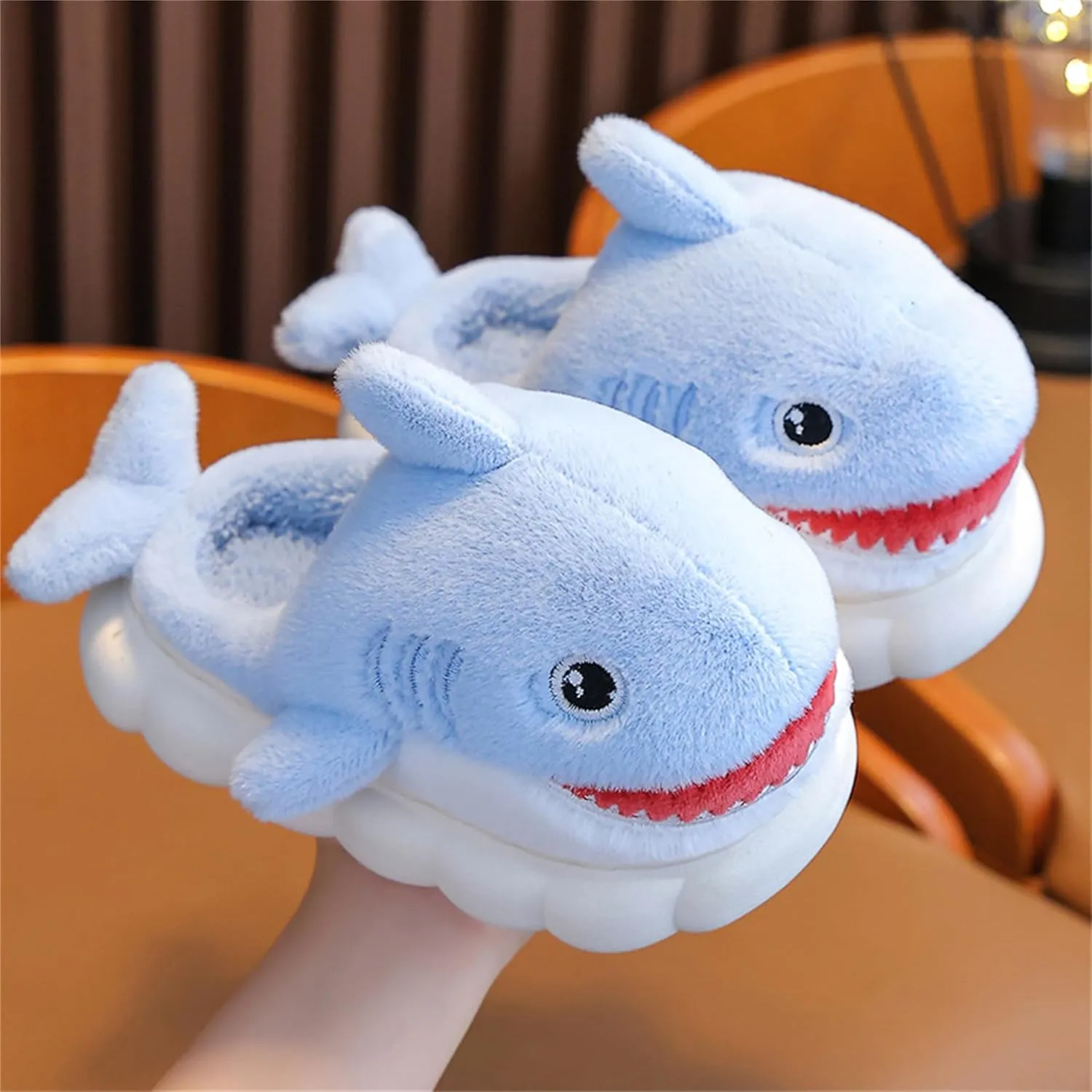 Animal slippers for Women Men Cute Shark Slippers Cozy adult home fuzzy cotton slippers