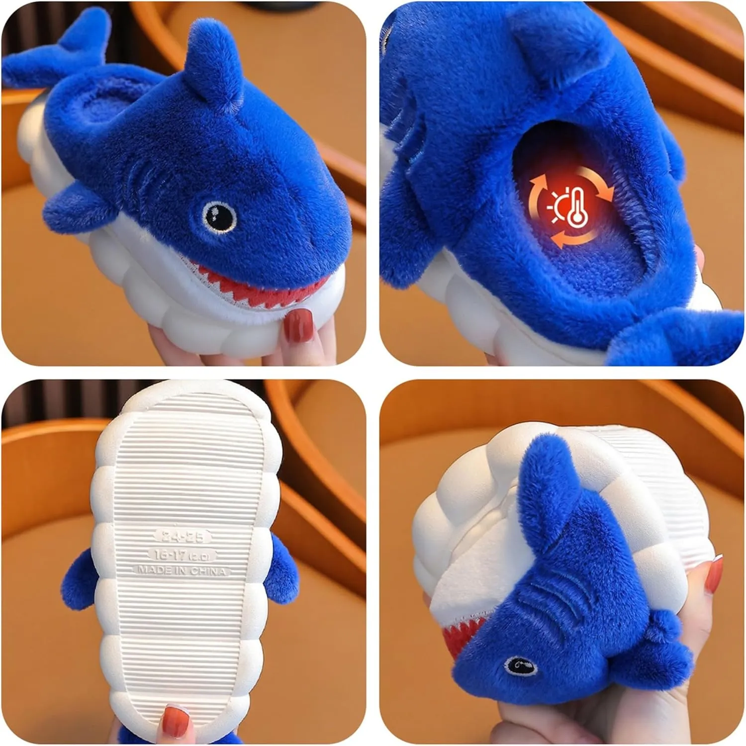 Animal slippers for Women Men Cute Shark Slippers Cozy adult home fuzzy cotton slippers