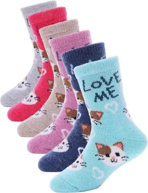 ANTSANG Kids Merino Wool Hiking Socks for Toddlers Boys Girls Warm Thick Thermal Crew Boot Heavy Cozy Gift Socks 6 Pairs