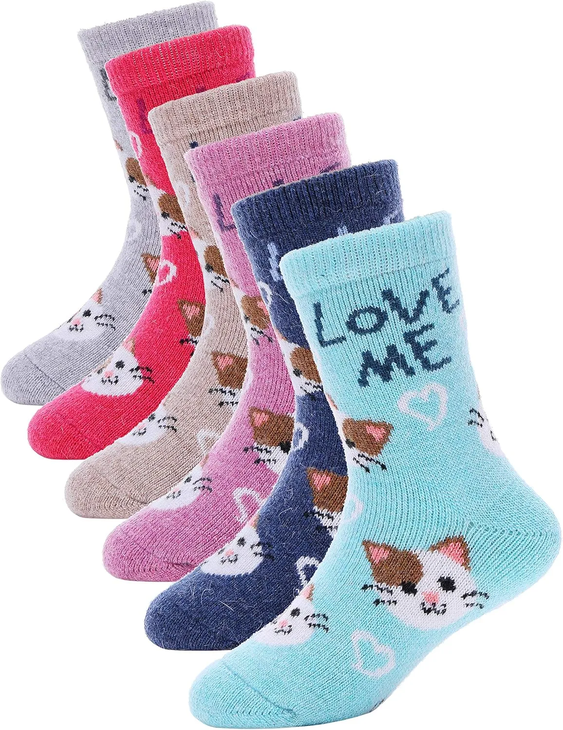 ANTSANG Kids Merino Wool Hiking Socks for Toddlers Boys Girls Warm Thick Thermal Crew Boot Heavy Cozy Gift Socks 6 Pairs