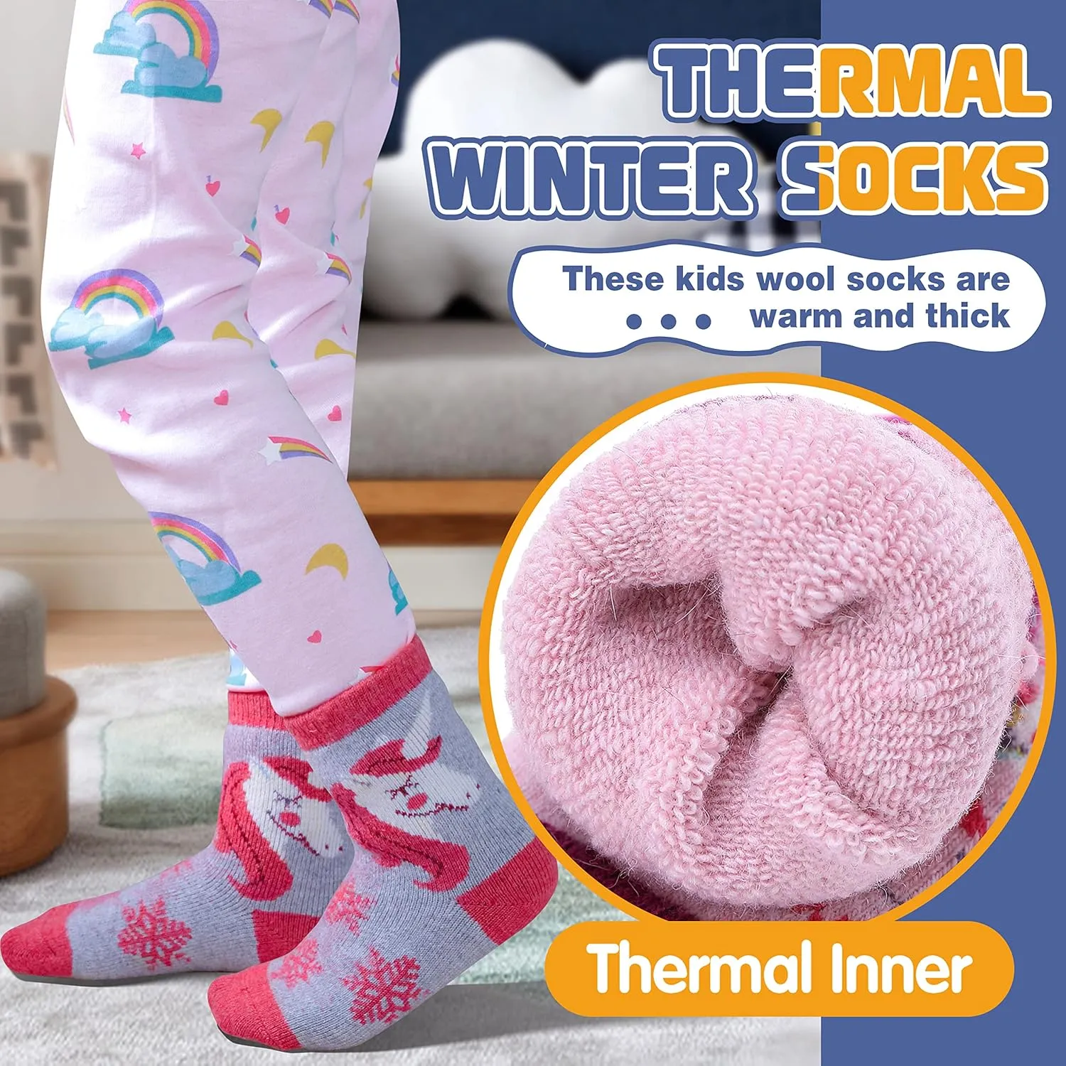 ANTSANG Kids Wool Hiking Socks Winter Warm Thick Thermal Crew Boot Heavy Cozy Gift Snowboarding Socks 6 Pairs