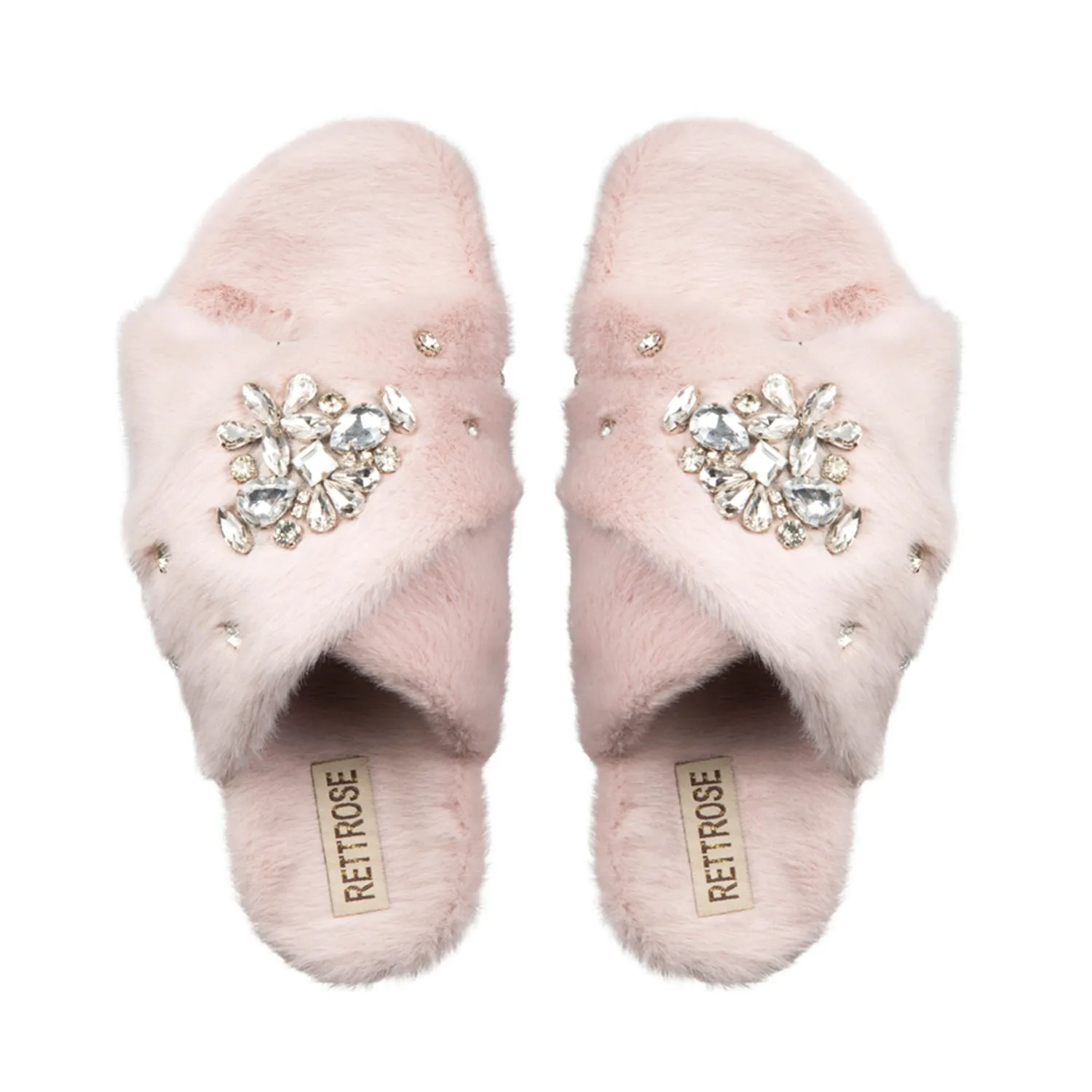 Audrey Dusky Pink Luxury Plush Diamanté Embellished Handmade Slipper