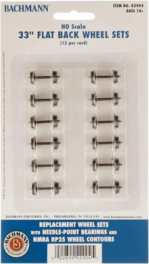 Bachmann Trains 33" FLAT BACK WHEEL SETS (12 per card) - HO Scale