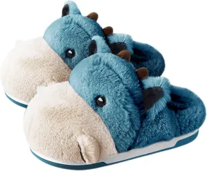 Baiyuruodie Women's cotton slippers, hippopotamus animal slippers, household winter anti-skid slippers, holiday gifts
