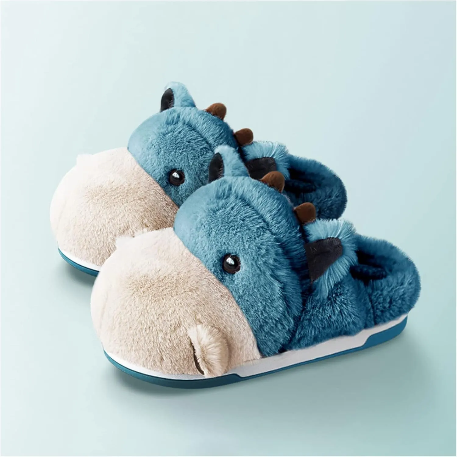 Baiyuruodie Women's cotton slippers, hippopotamus animal slippers, household winter anti-skid slippers, holiday gifts