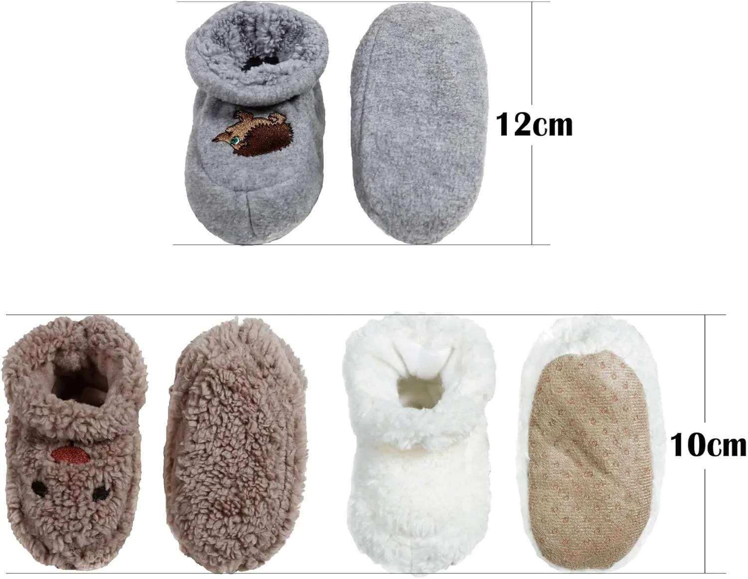 BambooMN Infants Toddler Soft Warm Plush Cozy Fuzzy Cartoon Animal Slippers Booties Socks Shoes